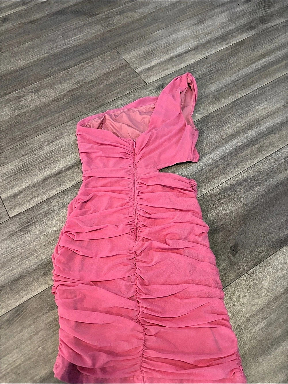 Ruched Mini Dress in Pink Like New